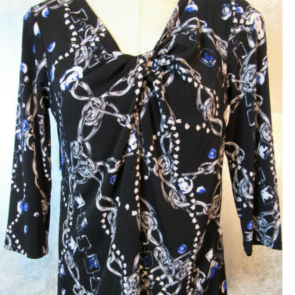 KASPER S W/3/4 SLEEVE RELAXED TOP & TWIST NECK